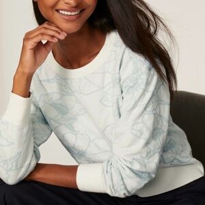 NWT- Club Monaco - Floral Jacquard Sweater Chandails Blue‎ Base Size XL